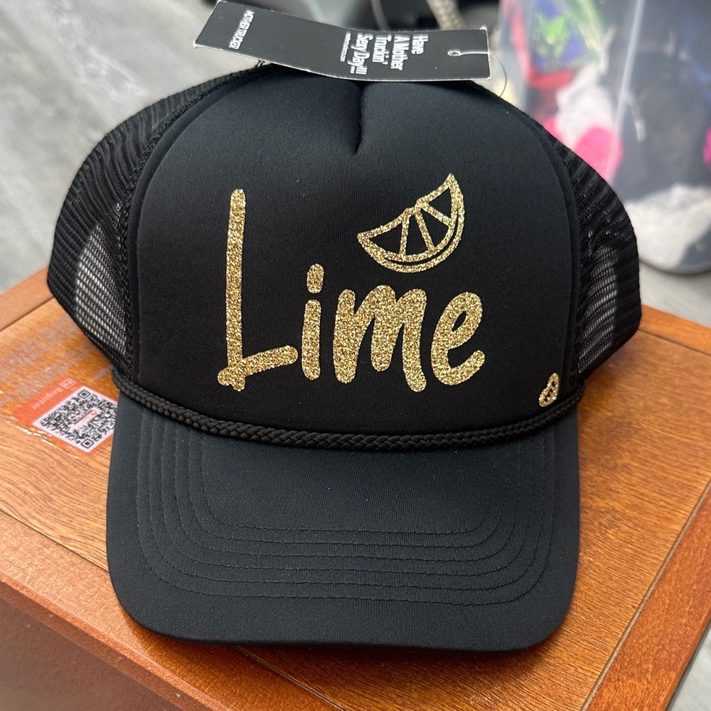NWT Black Gold 'Lime' Trucker Hat Unisex Demon Bikini Beach Tequila